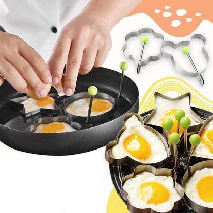 Royallure Premium Stainless Steel Egg Shaper Set - Non-Stick, Adjustable Handle for Perfectly Shaped Eggs