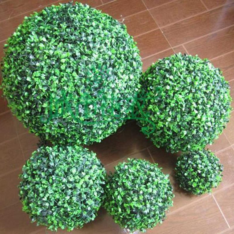 Royallure Lighted Artificial Grass Topiary Balls - UV-Resistant Outdoor Decor (8in, 12in, 16in)