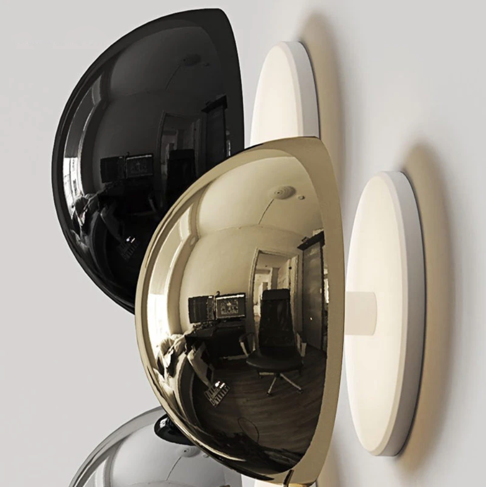 RoyaleGlow Elegant Round Metallic Wall Sconce Light – Modern Home Decor - Black