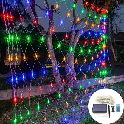 RoyaleGlow Solar LED Net Fairy Lights for Outdoor Decoration - 100/200 Bright LEDs, 8 Modes, Waterproof, Extendable