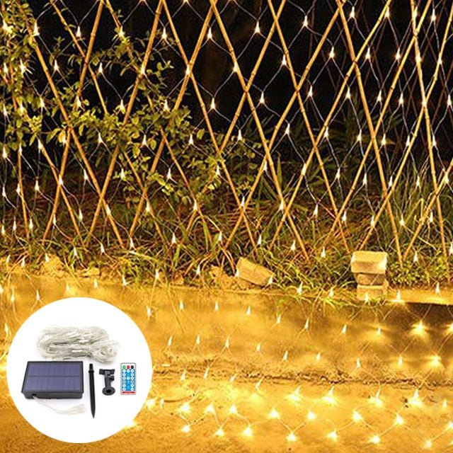 RoyaleGlow Solar LED Net Fairy Lights for Outdoor Decoration - 100/200 Bright LEDs, 8 Modes, Waterproof, Extendable