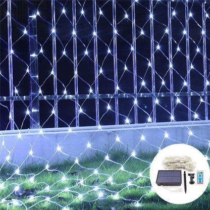 RoyaleGlow Solar LED Net Fairy Lights for Outdoor Decoration - 100/200 Bright LEDs, 8 Modes, Waterproof, Extendable