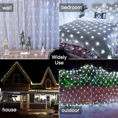 RoyaleGlow Solar LED Net Fairy Lights for Outdoor Decoration - 100/200 Bright LEDs, 8 Modes, Waterproof, Extendable