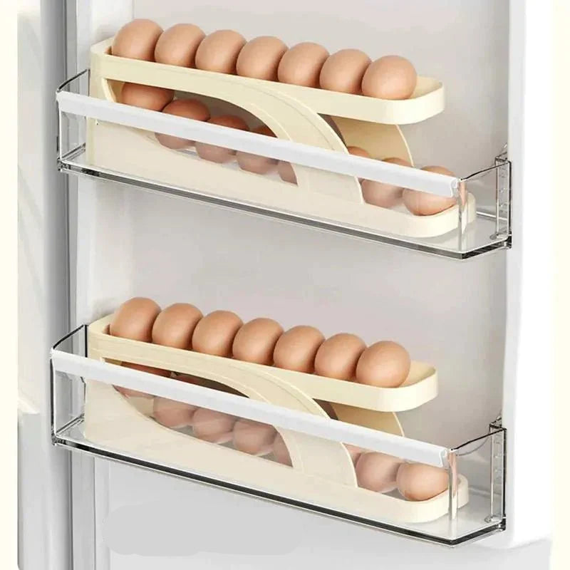 Royallure Smart Egg Organizer – Space-Saving 15-Egg Dispenser with Automatic Rolling Design