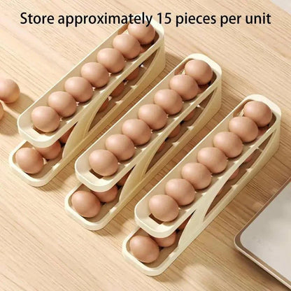 Royallure Smart Egg Organizer – Space-Saving 15-Egg Dispenser with Automatic Rolling Design