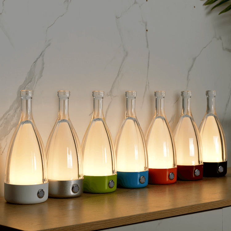 Royelux Wine Bottle Shape Decorative Night Light - USB Rechargeable, 3-Color Dimming - Yellow