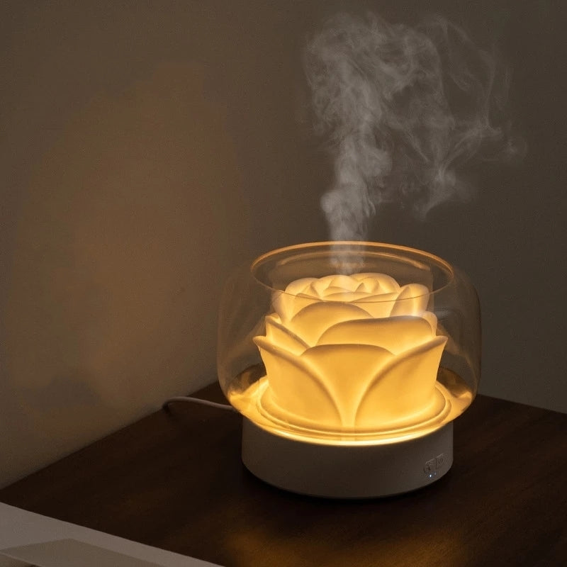 Royaleva Glint Luxe Scent Diffuser - Elegant Aroma Diffuser with Ambient LED Lighting - Rose / White