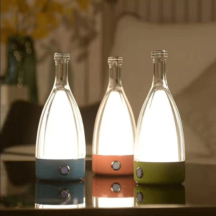 Royelux Wine Bottle Shape Decorative Night Light - USB Rechargeable, 3-Color Dimming - White