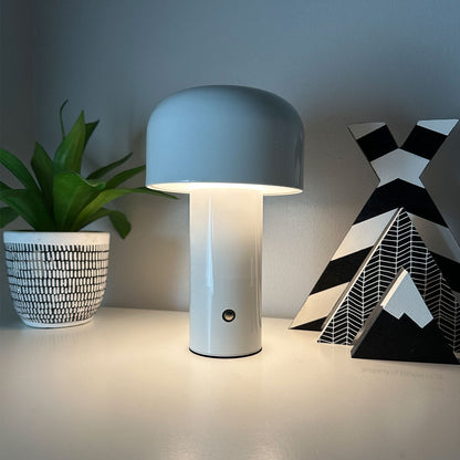 Royaleva Chic Modern Wireless Mushroom Lamp – 3 Brightness Settings, Cordless & USB Rechargeable - White