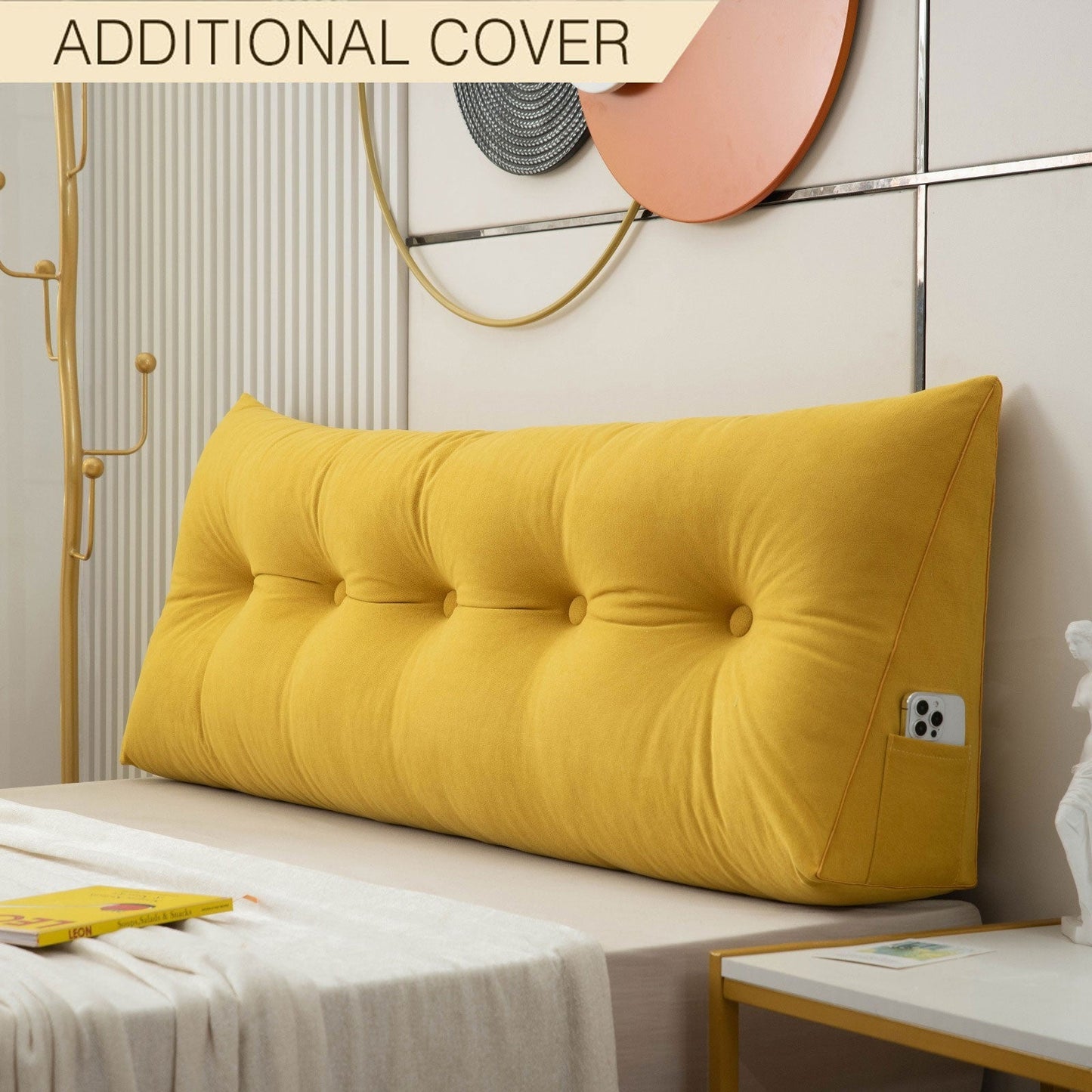 Royaleva Luxury Chic Wedge Pillow Cover - Extra Removable Covers for Versatile Style - Yellow / Small - 100x50x20cm